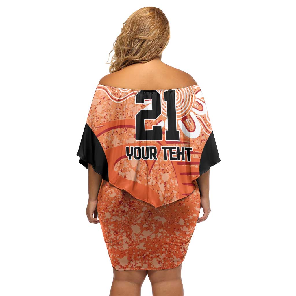 Australian Scorchers Cricket Custom Family Matching Off Shoulder Short Dress and Hawaiian Shirt Minimalism Aboriginal