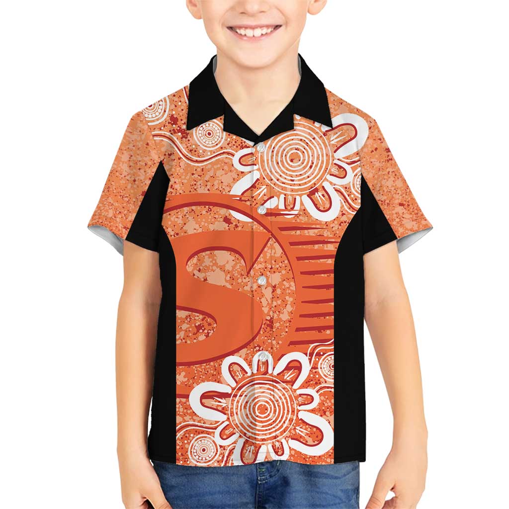 Australian Scorchers Cricket Custom Family Matching Off Shoulder Short Dress and Hawaiian Shirt Minimalism Aboriginal