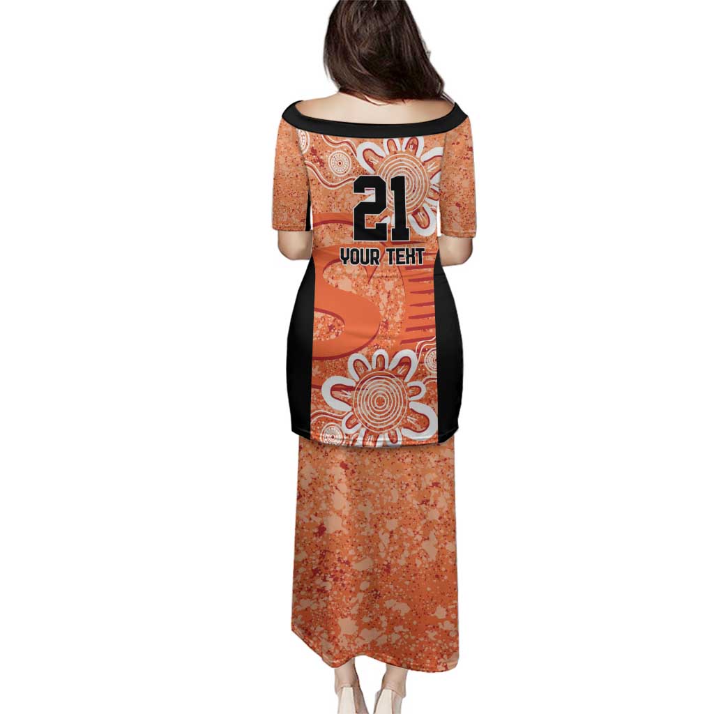 Australian Scorchers Cricket Custom Family Matching Puletasi and Hawaiian Shirt Minimalism Aboriginal