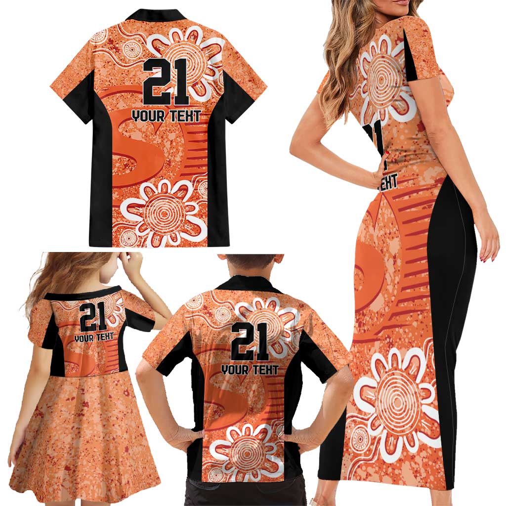 Australian Scorchers Cricket Custom Family Matching Short Sleeve Bodycon Dress and Hawaiian Shirt Minimalism Aboriginal