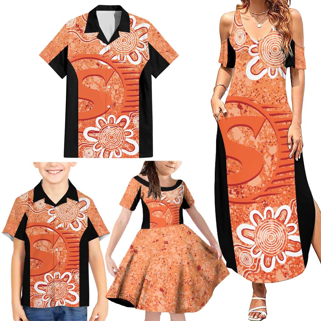 Australian Scorchers Cricket Custom Family Matching Summer Maxi Dress and Hawaiian Shirt Minimalism Aboriginal