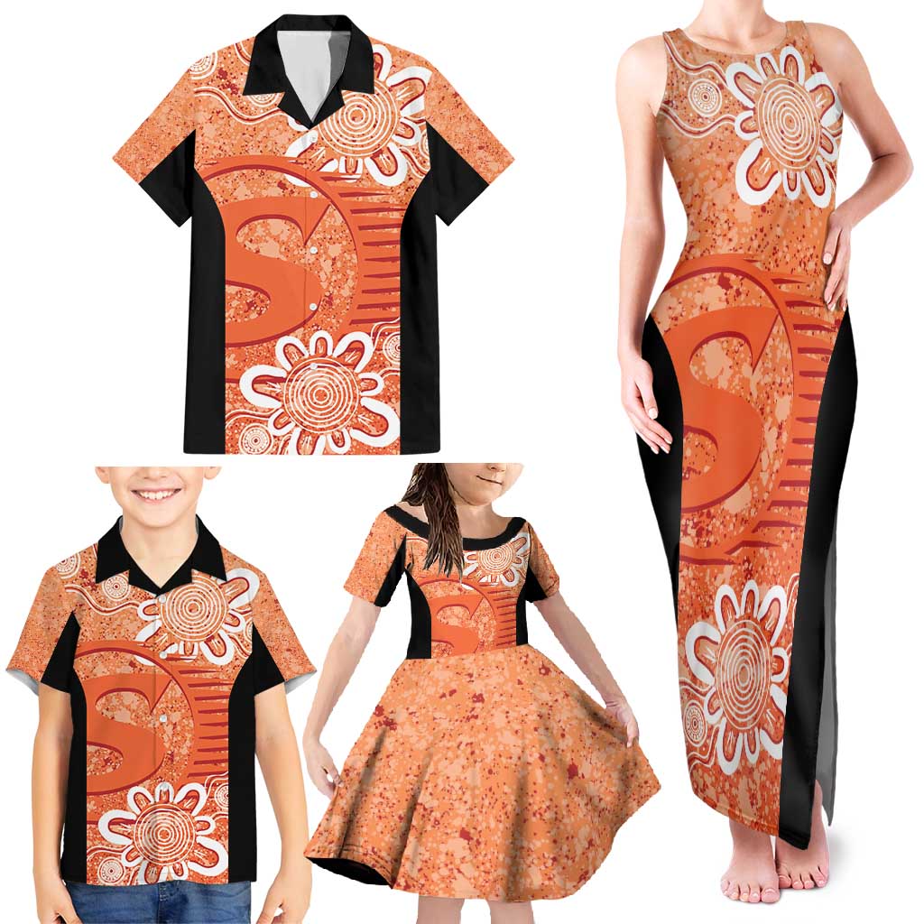 Australian Scorchers Cricket Custom Family Matching Tank Maxi Dress and Hawaiian Shirt Minimalism Aboriginal