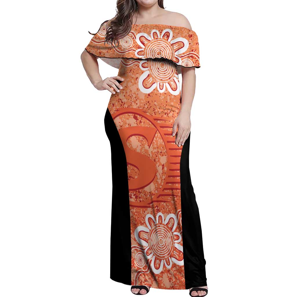 Australian Scorchers Cricket Custom Off Shoulder Maxi Dress Minimalism Aboriginal
