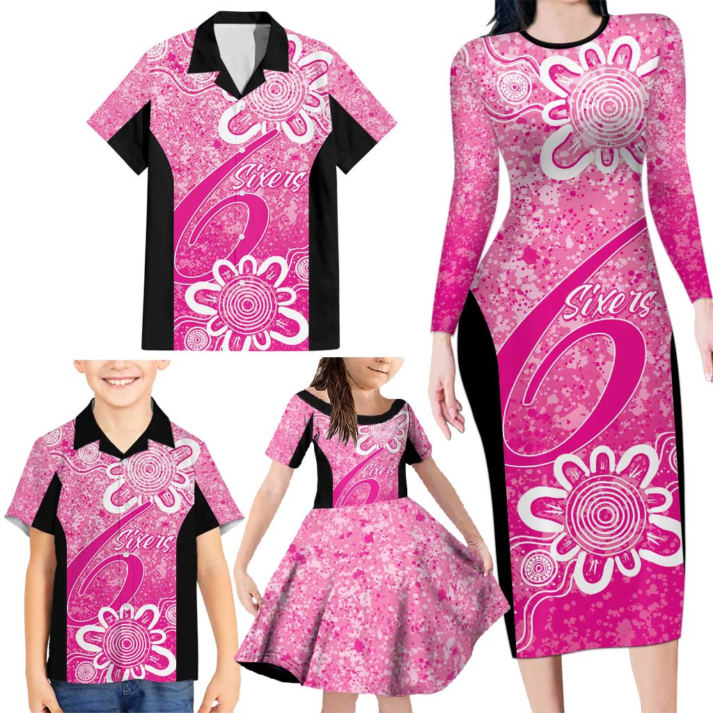 Australian Sixers Cricket Custom Family Matching Long Sleeve Bodycon Dress and Hawaiian Shirt Minimalism Aboriginal