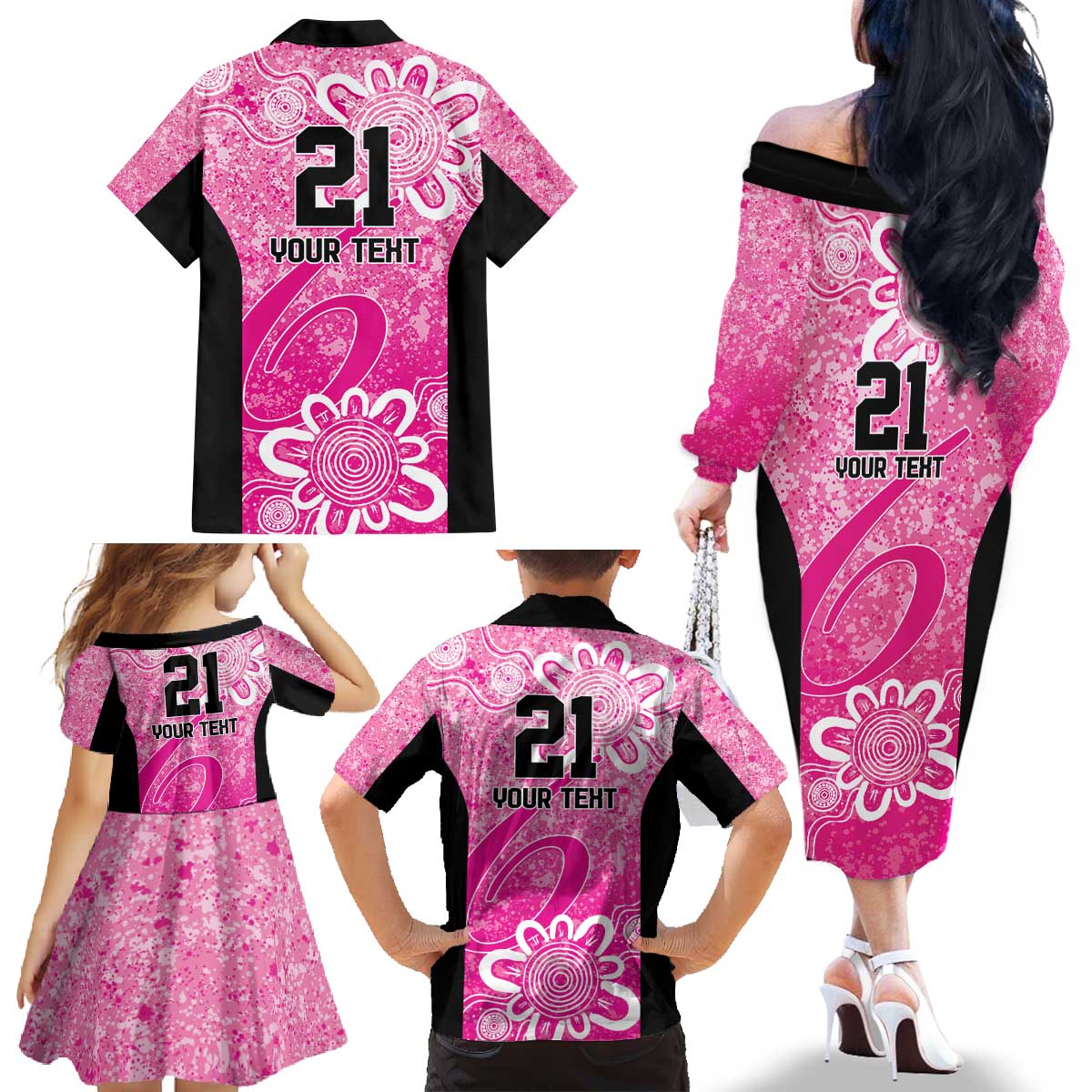 Australian Sixers Cricket Custom Family Matching Off The Shoulder Long Sleeve Dress and Hawaiian Shirt Minimalism Aboriginal