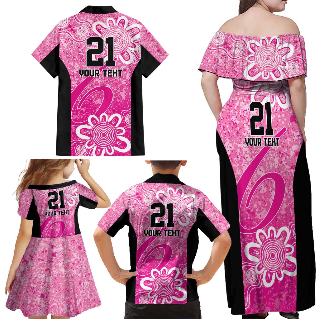 Australian Sixers Cricket Custom Family Matching Off Shoulder Maxi Dress and Hawaiian Shirt Minimalism Aboriginal