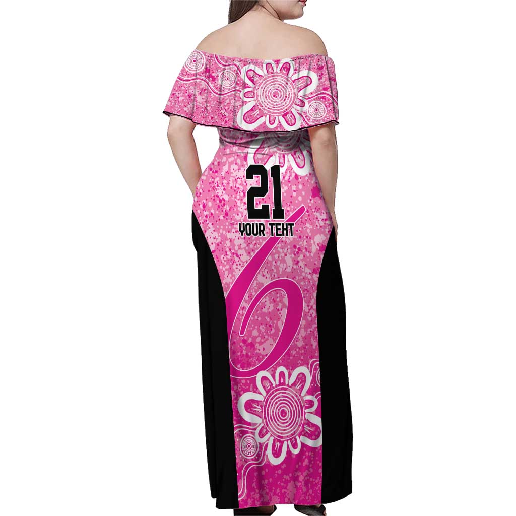 Australian Sixers Cricket Custom Family Matching Off Shoulder Maxi Dress and Hawaiian Shirt Minimalism Aboriginal