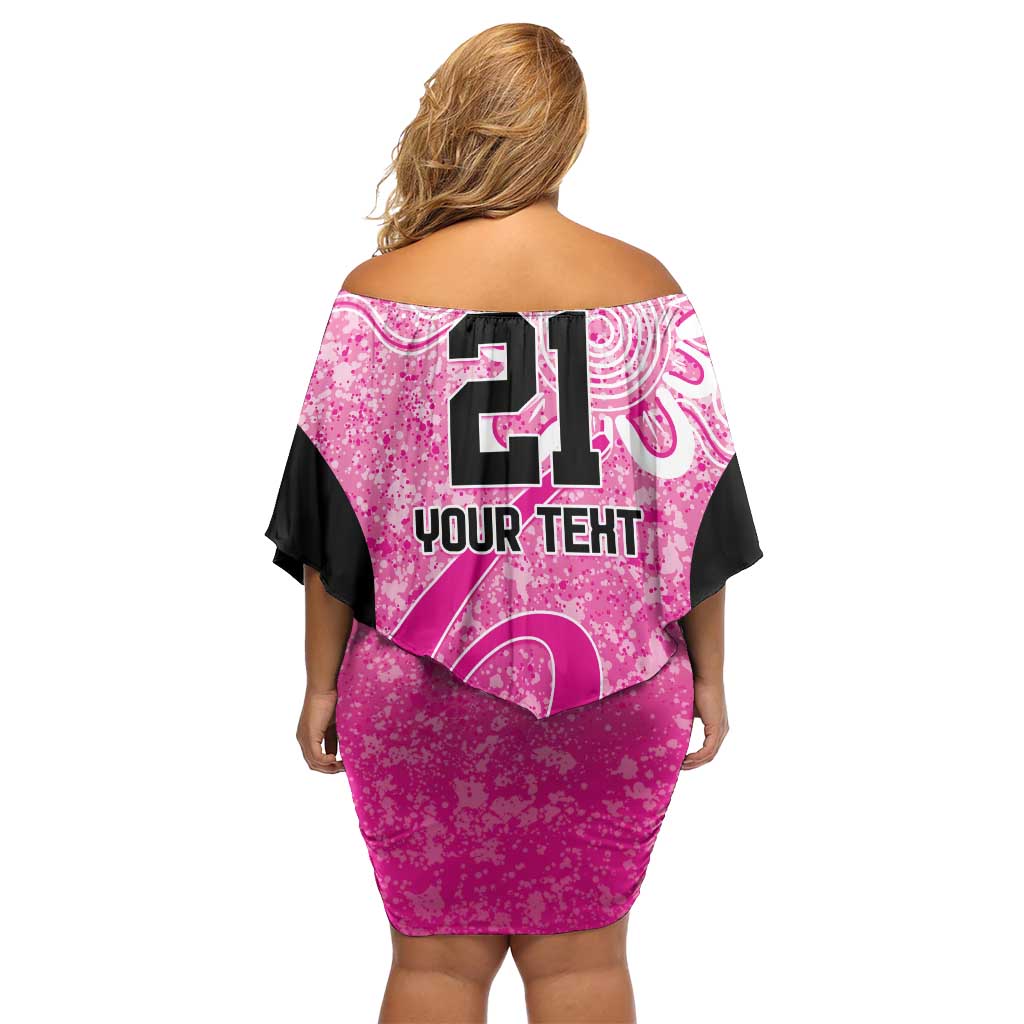 Australian Sixers Cricket Custom Family Matching Off Shoulder Short Dress and Hawaiian Shirt Minimalism Aboriginal