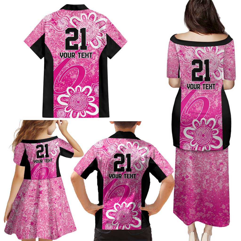 Australian Sixers Cricket Custom Family Matching Puletasi and Hawaiian Shirt Minimalism Aboriginal