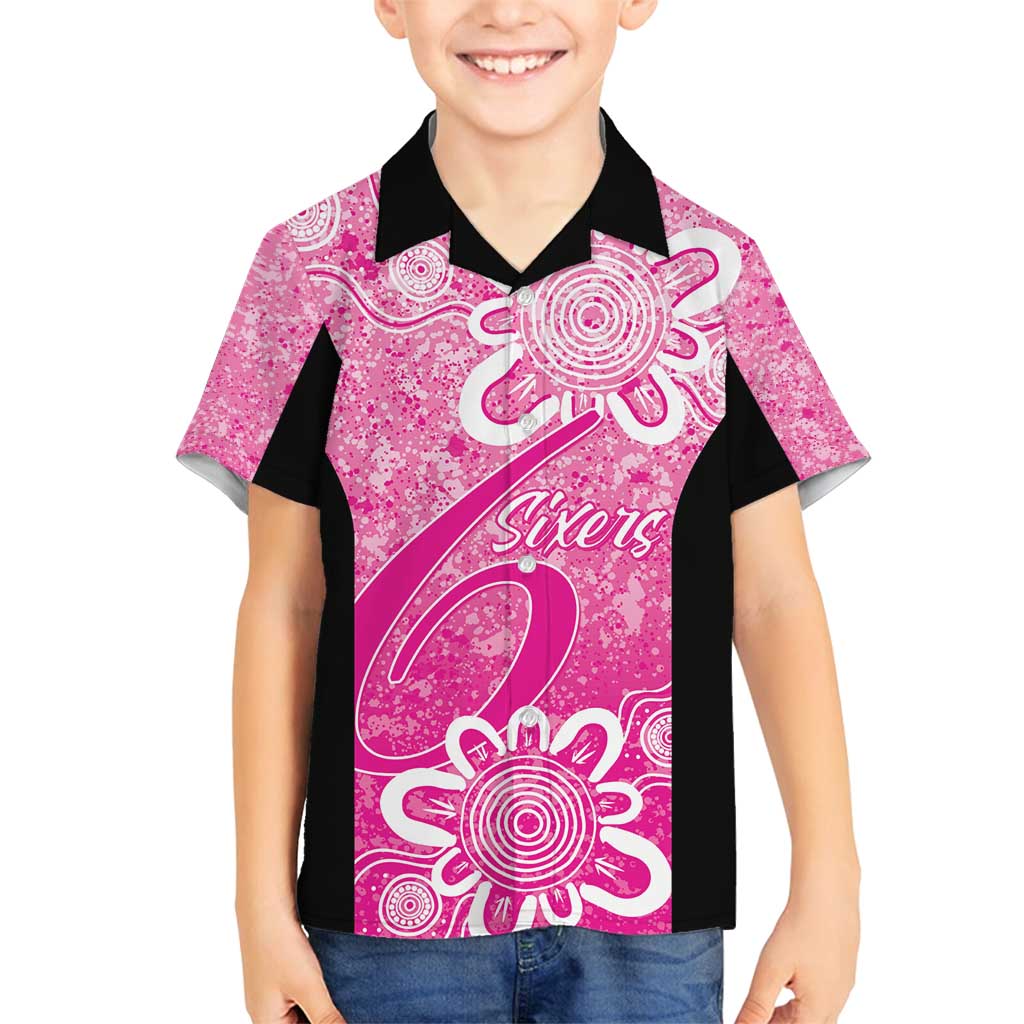 Australian Sixers Cricket Custom Family Matching Puletasi and Hawaiian Shirt Minimalism Aboriginal