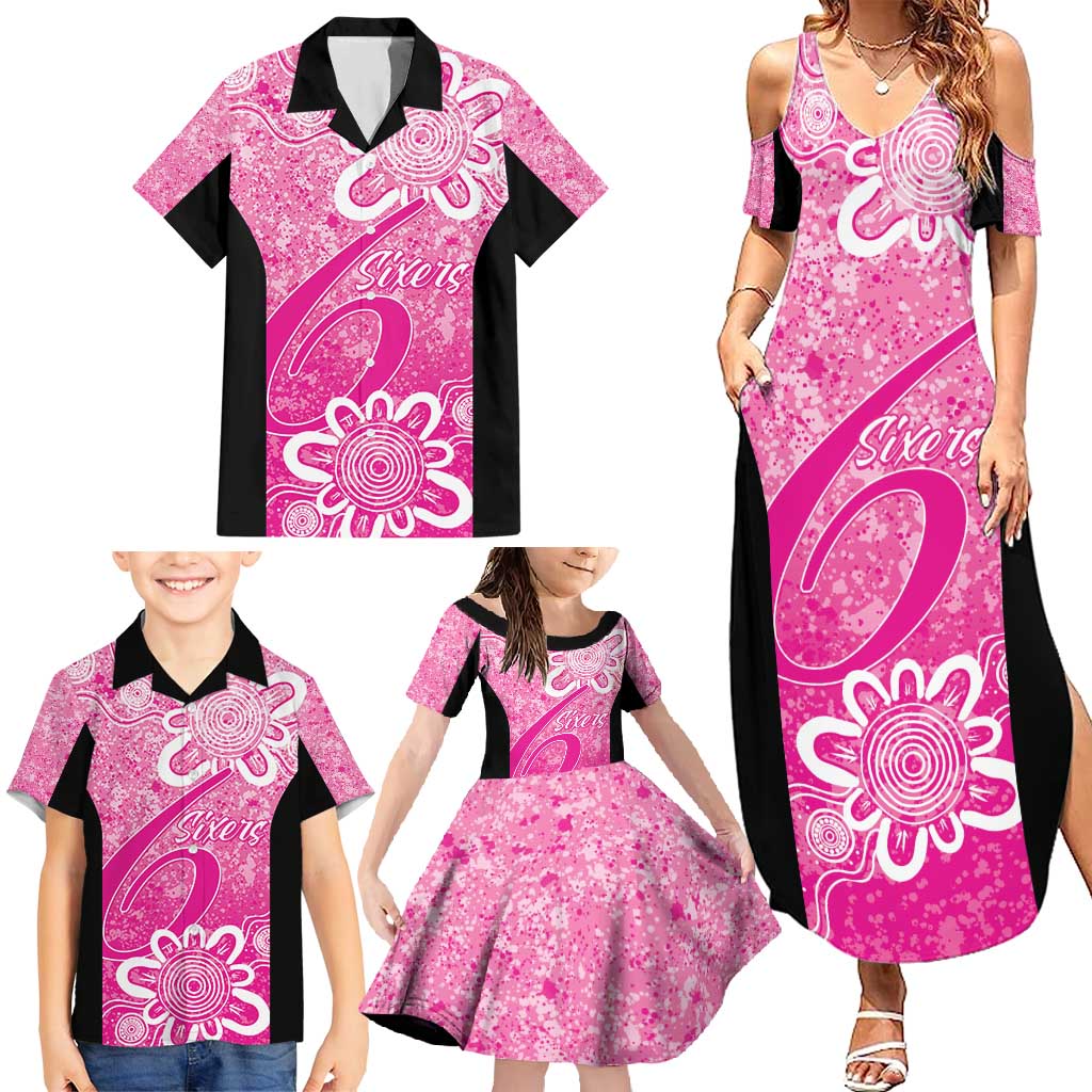 Australian Sixers Cricket Custom Family Matching Summer Maxi Dress and Hawaiian Shirt Minimalism Aboriginal