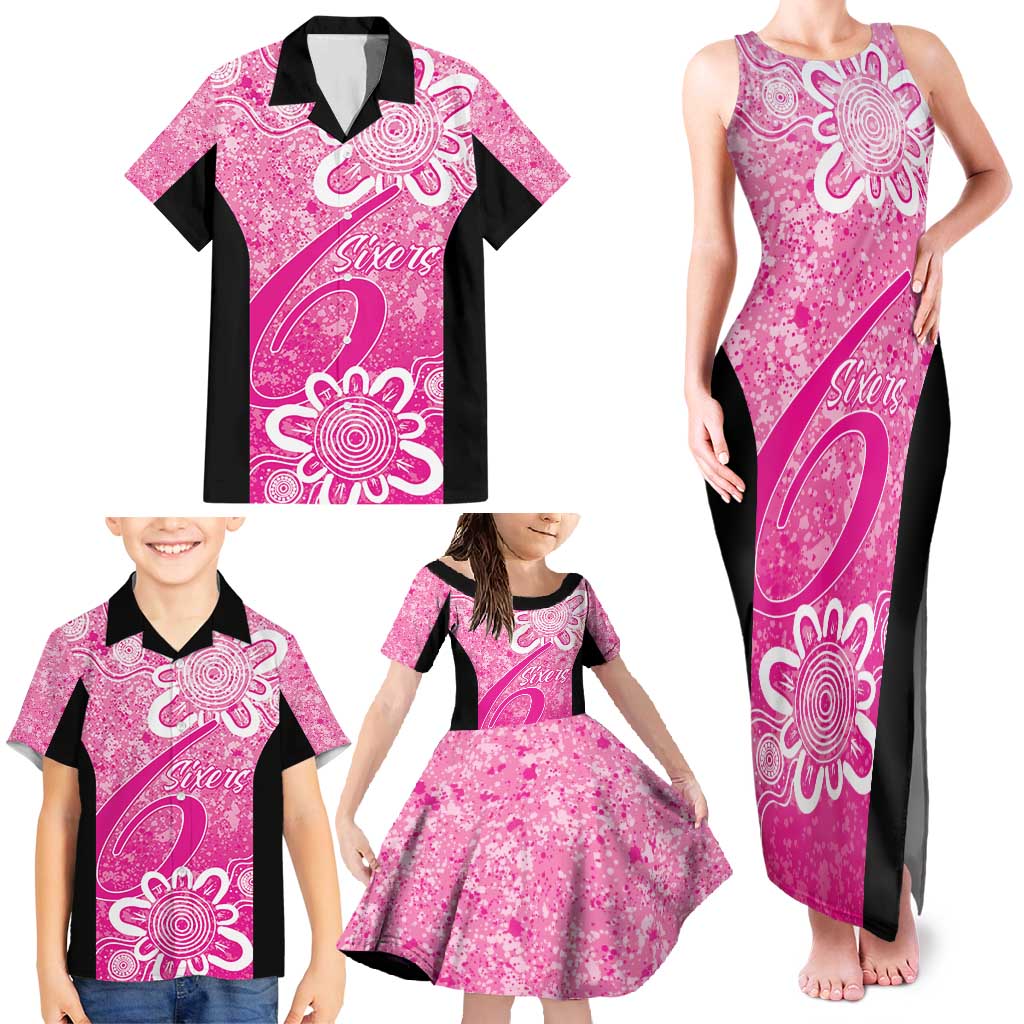 Australian Sixers Cricket Custom Family Matching Tank Maxi Dress and Hawaiian Shirt Minimalism Aboriginal