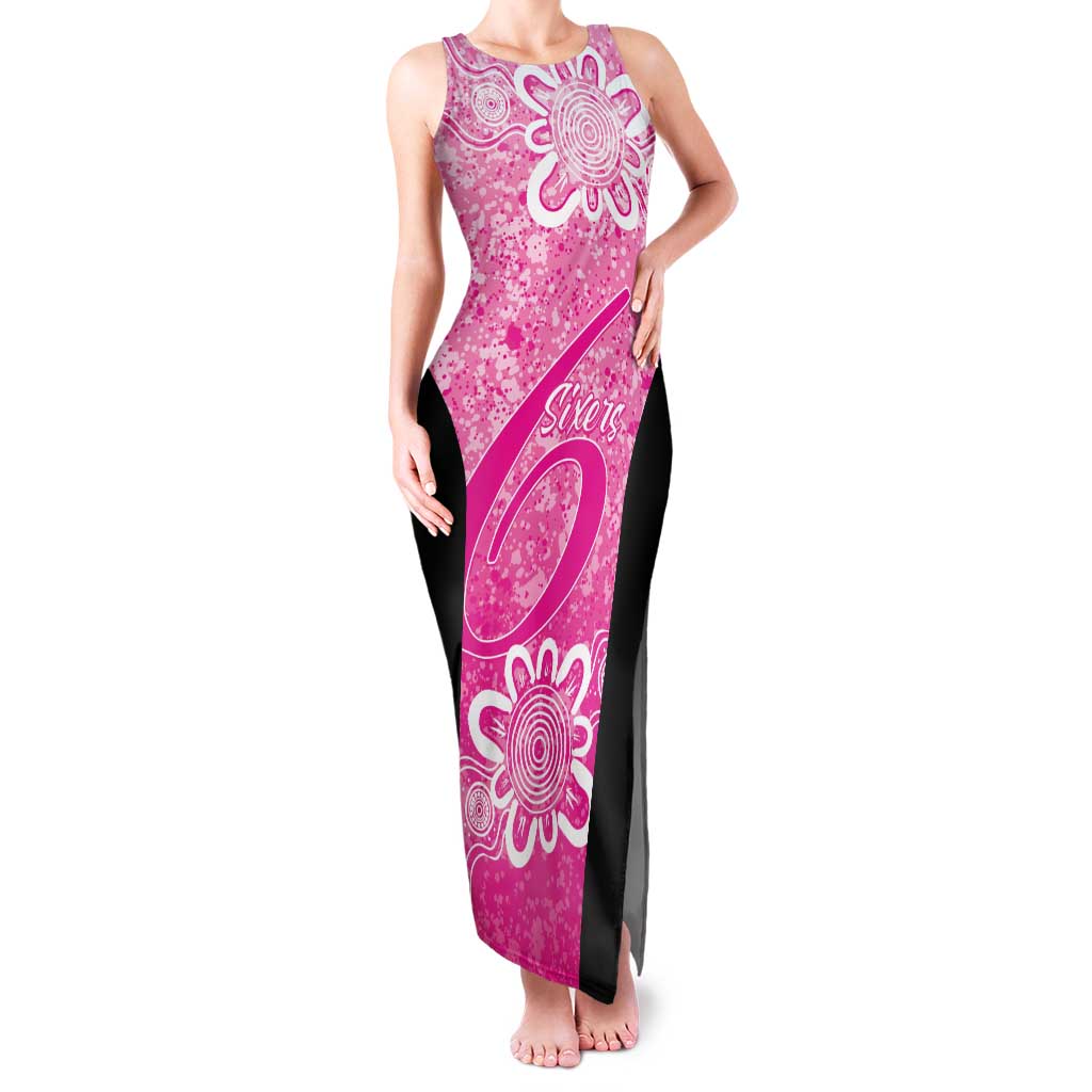 Australian Sixers Cricket Custom Family Matching Tank Maxi Dress and Hawaiian Shirt Minimalism Aboriginal