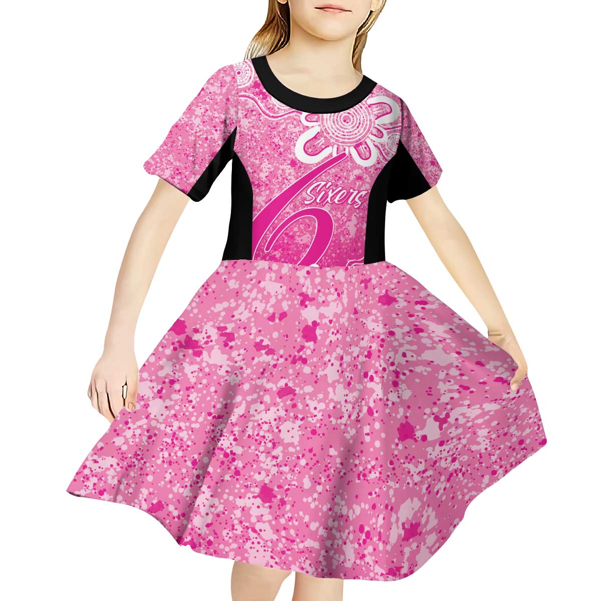Australian Sixers Cricket Custom Kid Short Sleeve Dress Minimalism Aboriginal - Vibe Hoodie Shop