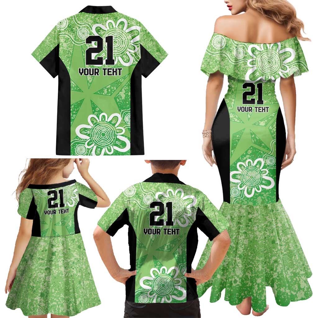 Australian Stars Cricket Custom Family Matching Mermaid Dress and Hawaiian Shirt Minimalism Aboriginal