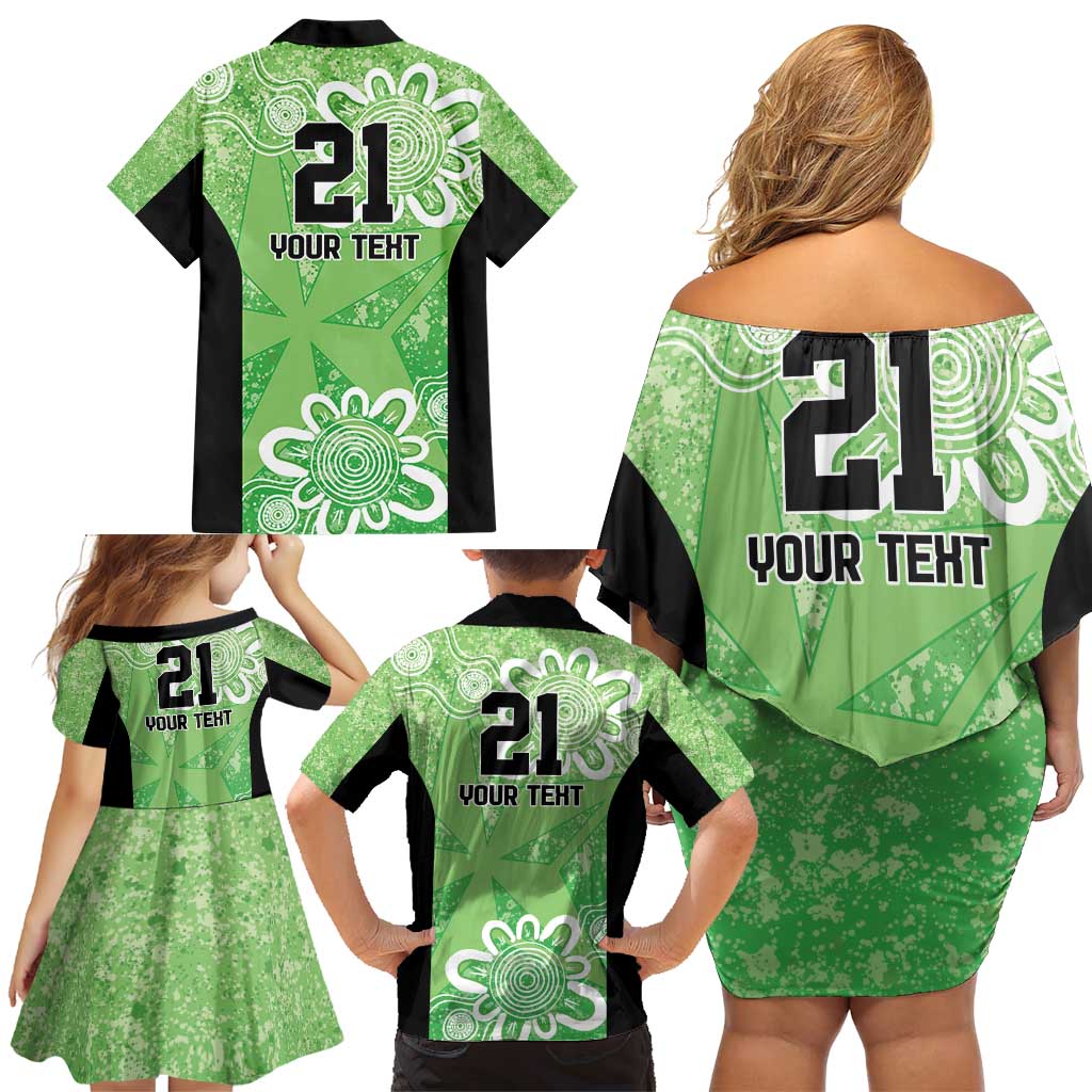 Australian Stars Cricket Custom Family Matching Off Shoulder Short Dress and Hawaiian Shirt Minimalism Aboriginal