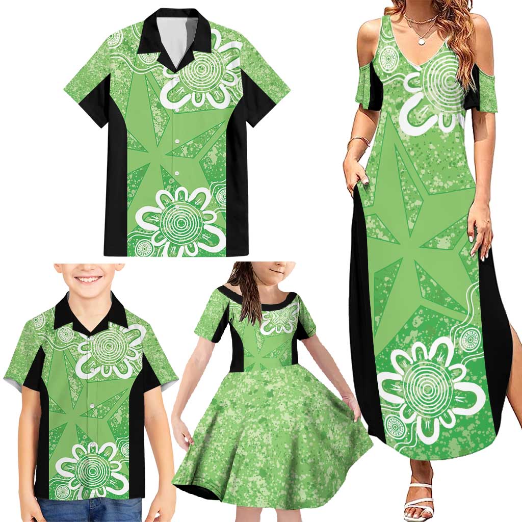 Australian Stars Cricket Custom Family Matching Summer Maxi Dress and Hawaiian Shirt Minimalism Aboriginal