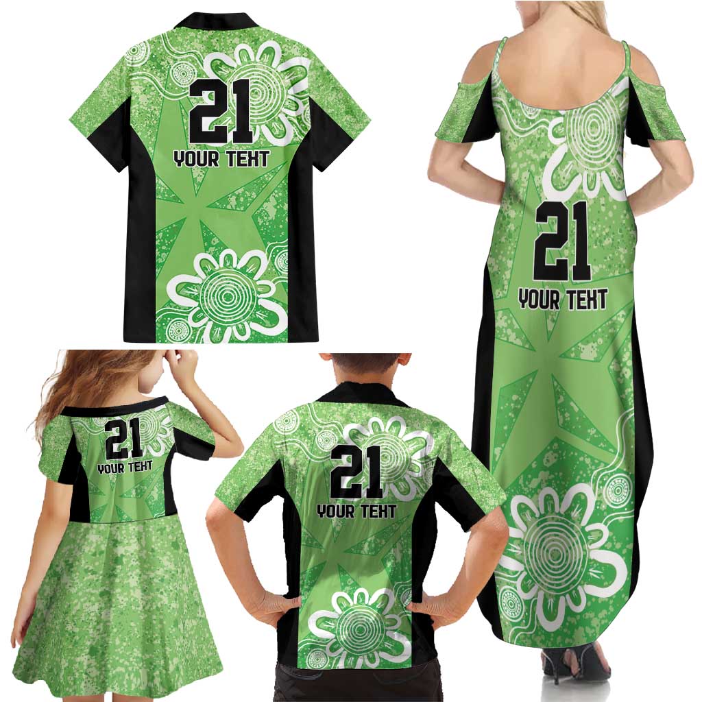 Australian Stars Cricket Custom Family Matching Summer Maxi Dress and Hawaiian Shirt Minimalism Aboriginal