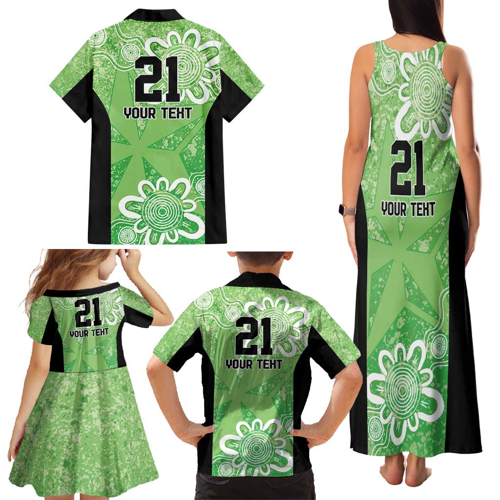 Australian Stars Cricket Custom Family Matching Tank Maxi Dress and Hawaiian Shirt Minimalism Aboriginal