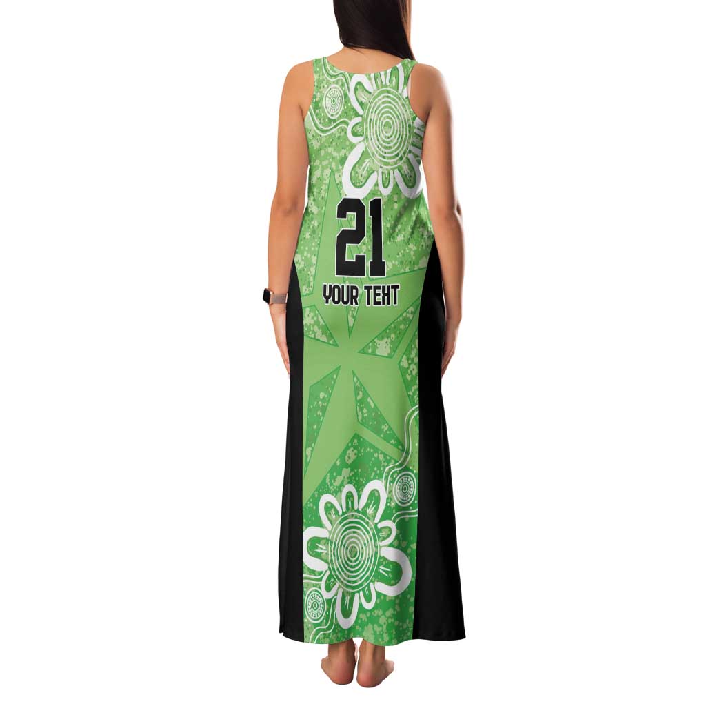 Australian Stars Cricket Custom Family Matching Tank Maxi Dress and Hawaiian Shirt Minimalism Aboriginal