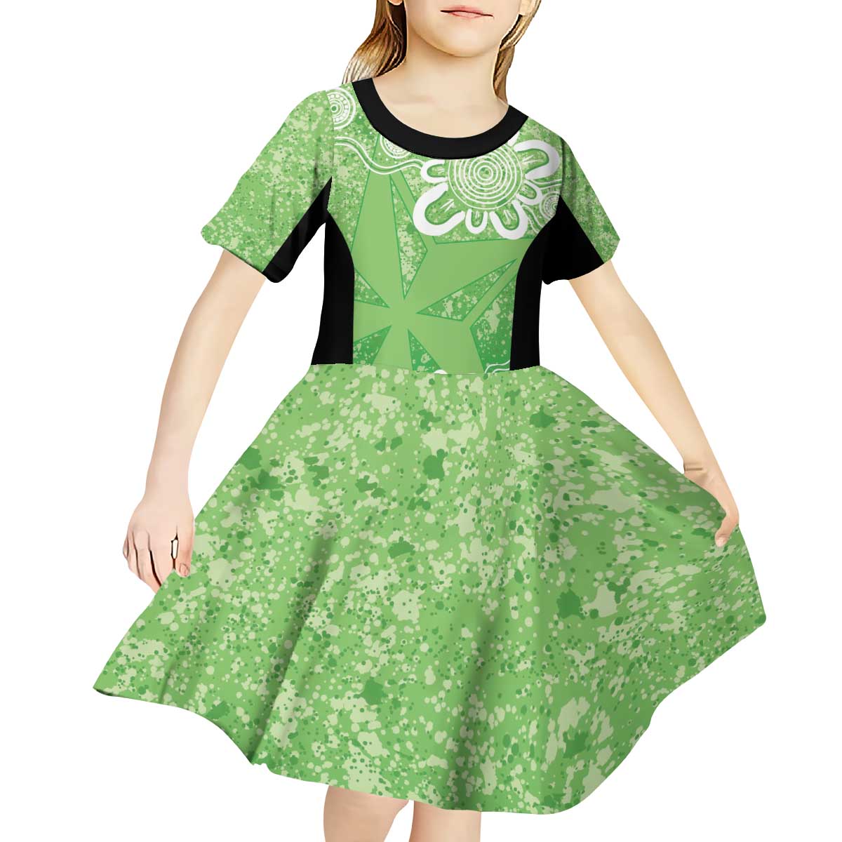 Australian Stars Cricket Custom Kid Short Sleeve Dress Minimalism Aboriginal - Vibe Hoodie Shop
