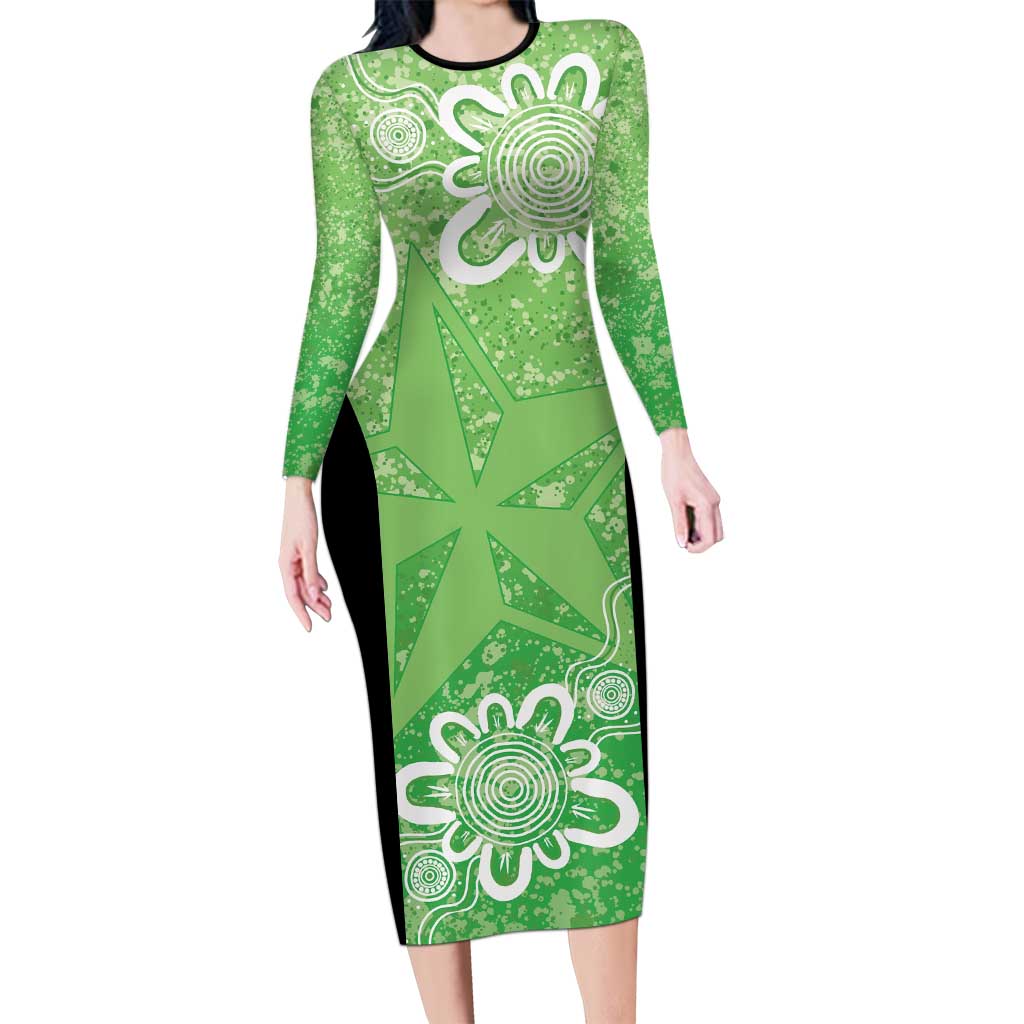 Australian Stars Cricket Custom Long Sleeve Bodycon Dress Minimalism Aboriginal