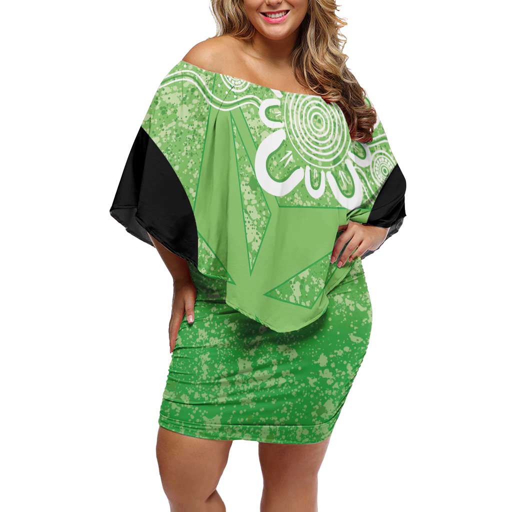 Australian Stars Cricket Custom Off Shoulder Short Dress Minimalism Aboriginal