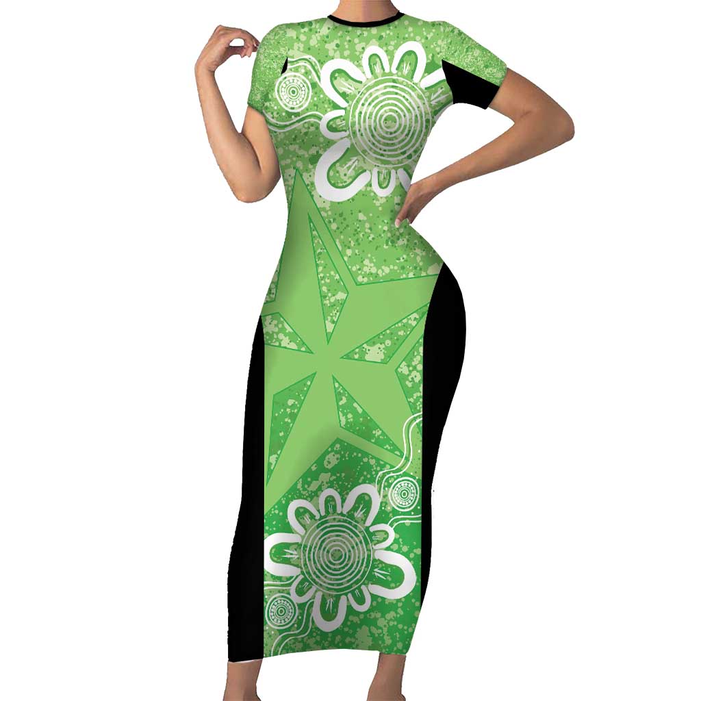Australian Stars Cricket Custom Short Sleeve Bodycon Dress Minimalism Aboriginal