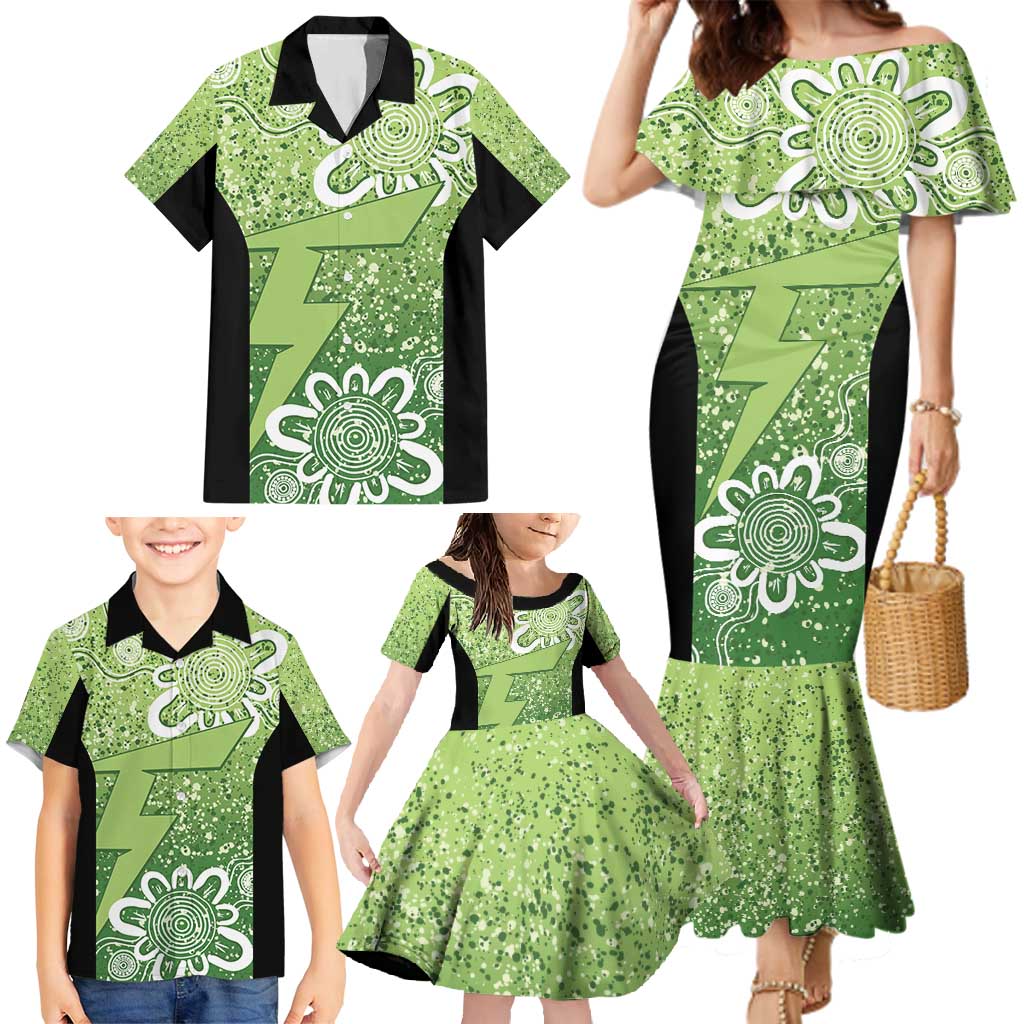 Australian Thunder Cricket Custom Family Matching Mermaid Dress and Hawaiian Shirt Minimalism Aboriginal