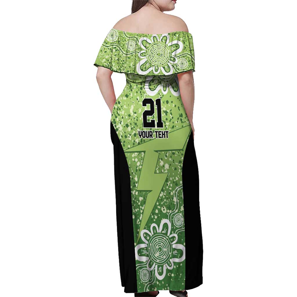 Australian Thunder Cricket Custom Family Matching Off Shoulder Maxi Dress and Hawaiian Shirt Minimalism Aboriginal