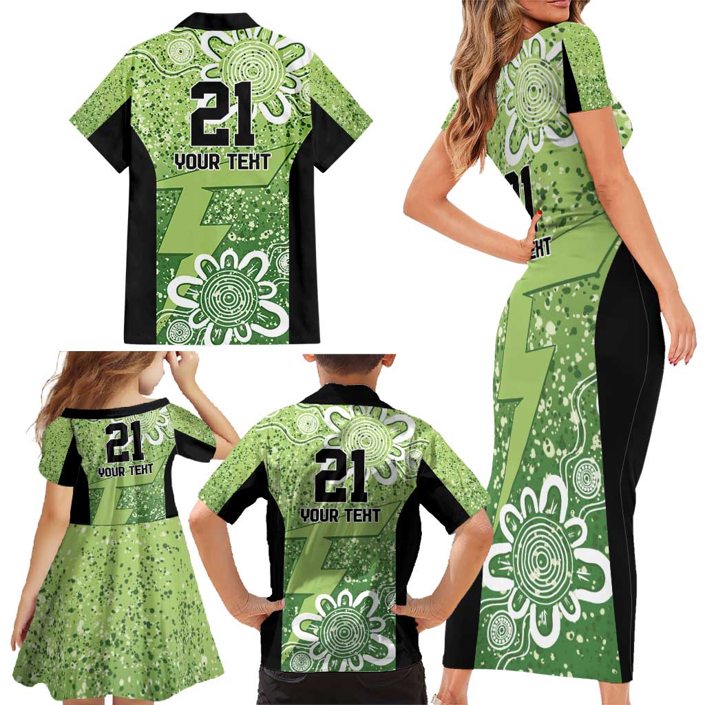 Australian Thunder Cricket Custom Family Matching Short Sleeve Bodycon Dress and Hawaiian Shirt Minimalism Aboriginal