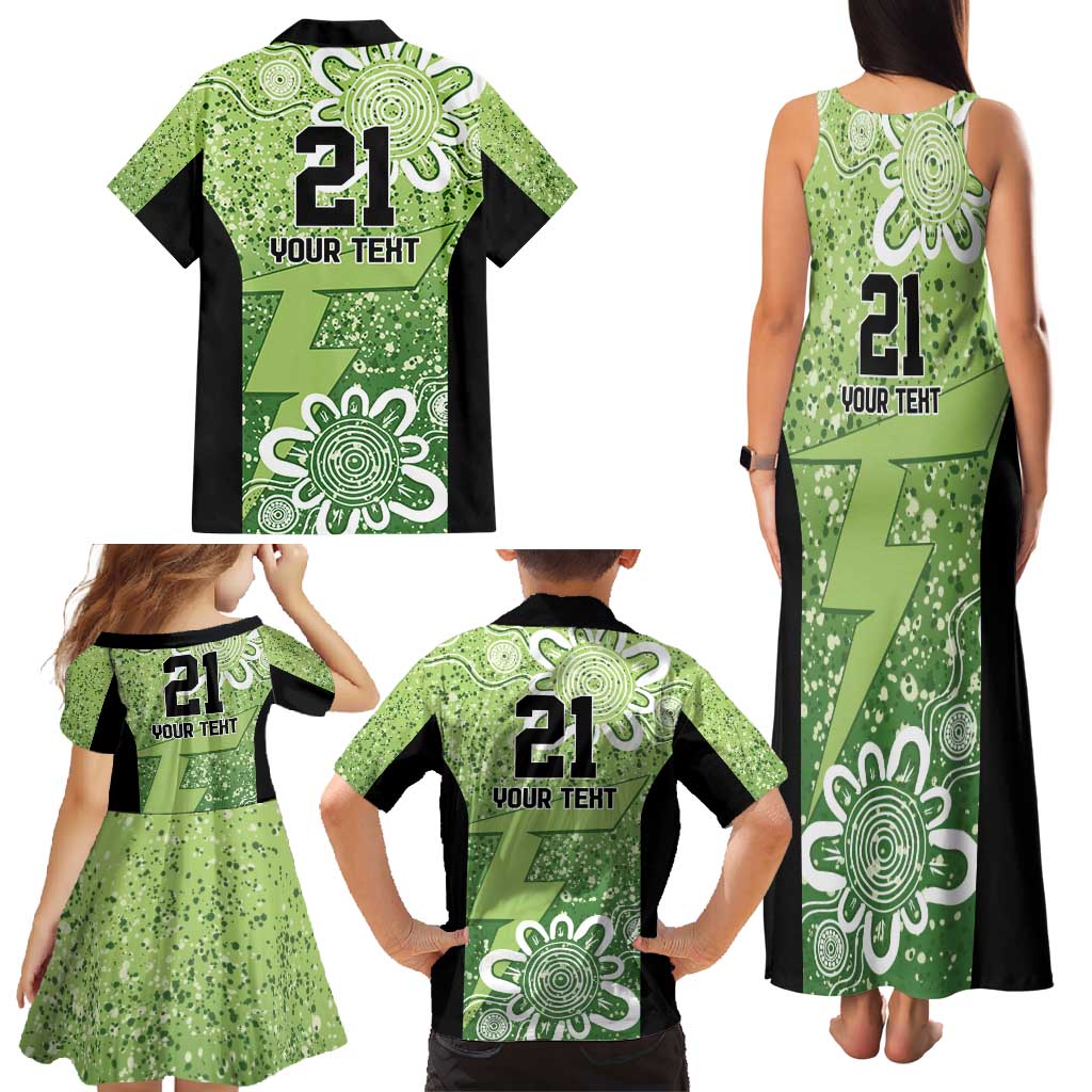 Australian Thunder Cricket Custom Family Matching Tank Maxi Dress and Hawaiian Shirt Minimalism Aboriginal