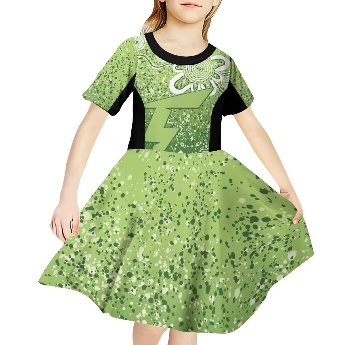 Australian Thunder Cricket Custom Kid Short Sleeve Dress Minimalism Aboriginal - Vibe Hoodie Shop