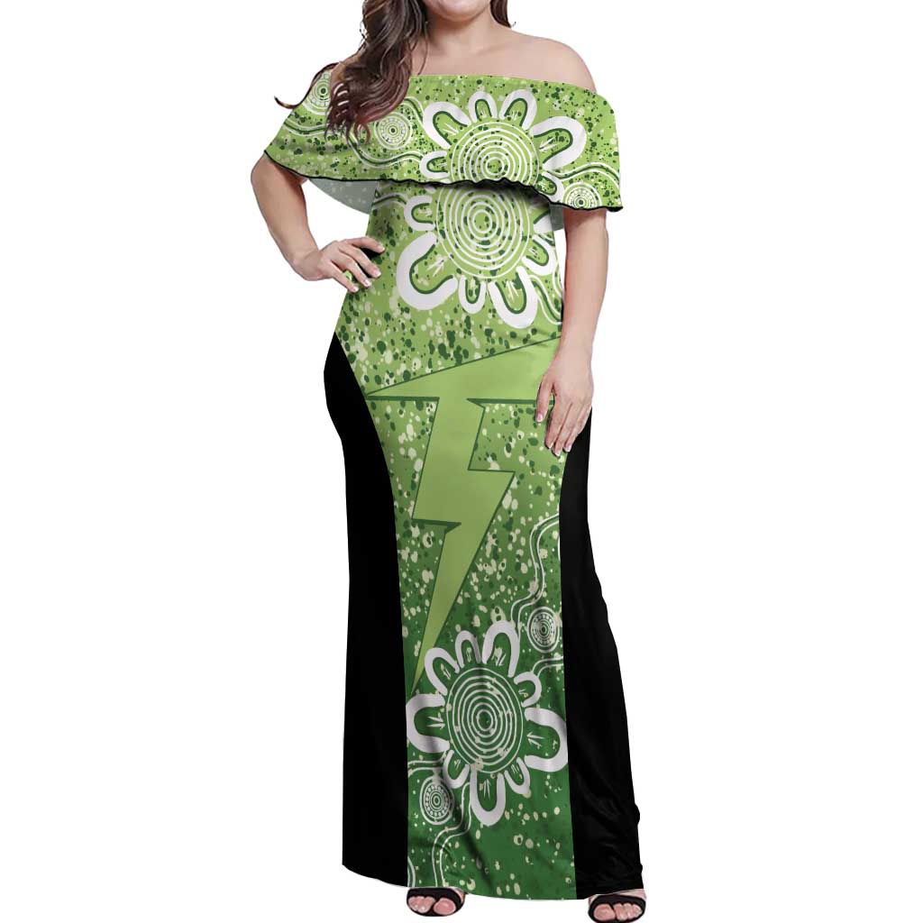 Australian Thunder Cricket Custom Off Shoulder Maxi Dress Minimalism Aboriginal