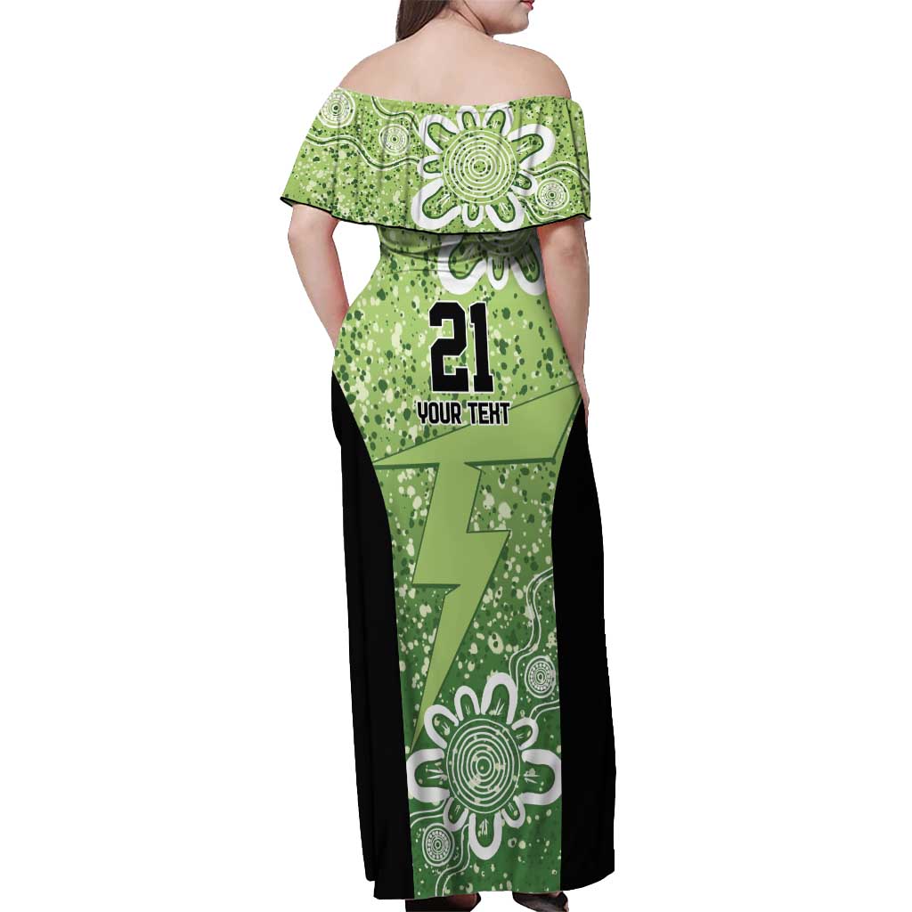 Australian Thunder Cricket Custom Off Shoulder Maxi Dress Minimalism Aboriginal