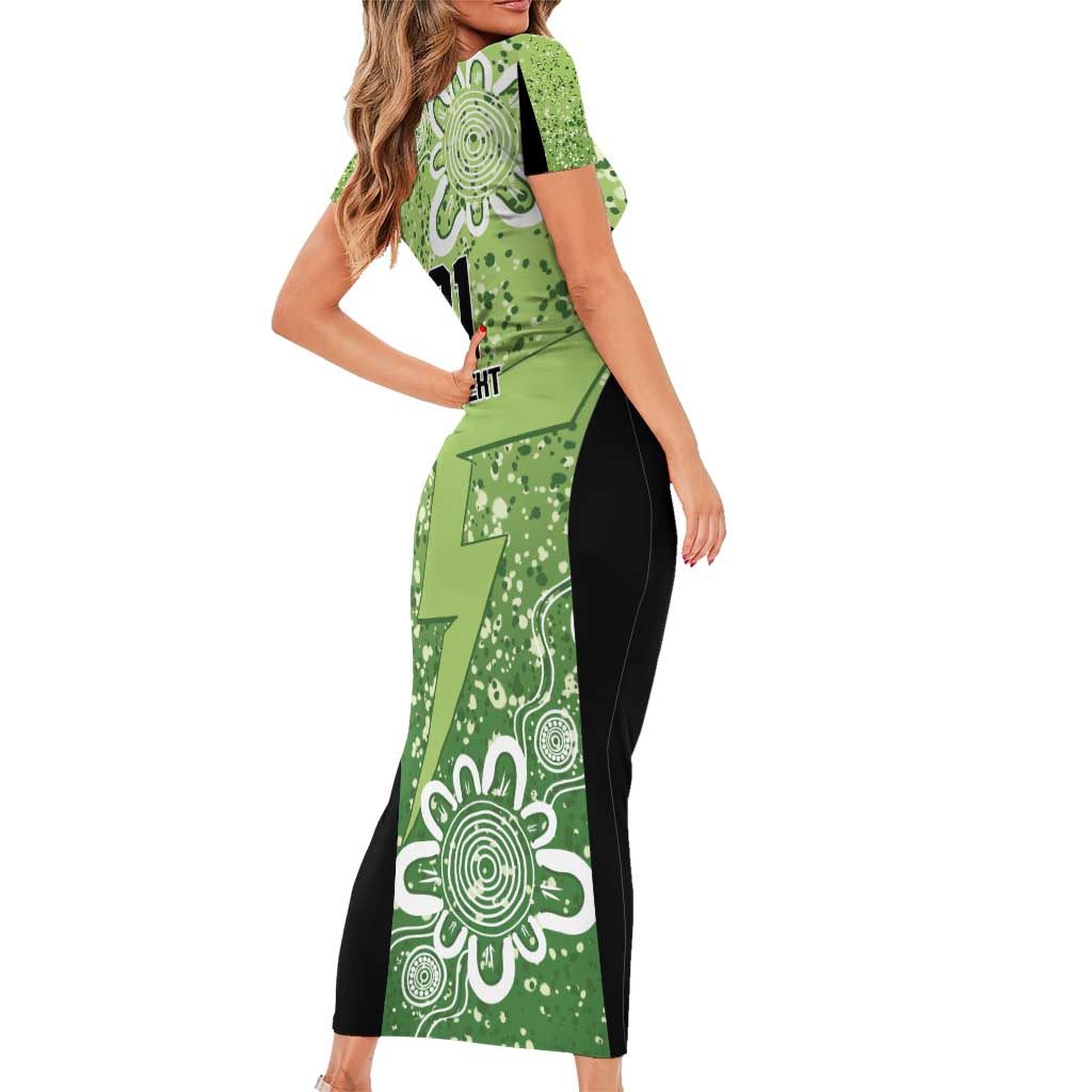 Australian Thunder Cricket Custom Short Sleeve Bodycon Dress Minimalism Aboriginal