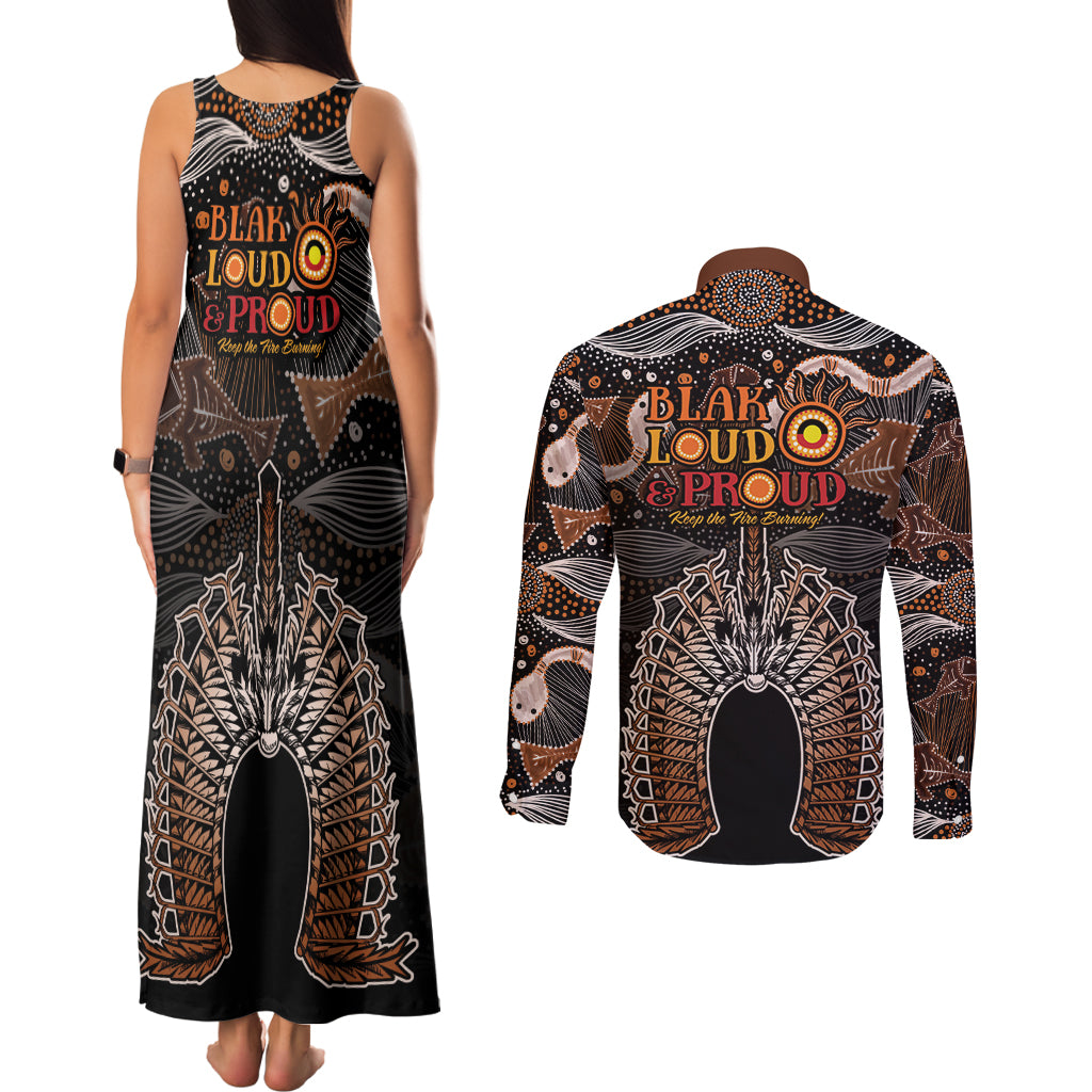 Torres Strait Islander NAIDOC 2024 Couples Matching Tank Maxi Dress and Long Sleeve Button Shirt Dhari Headdress Indigenous Cultural Spirit