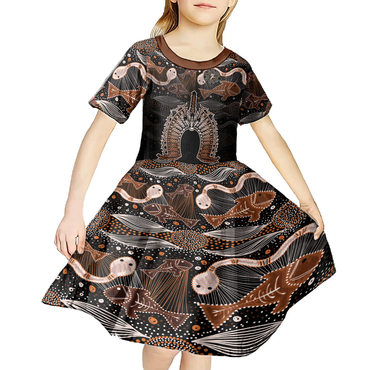 Torres Strait Islander NAIDOC 2024 Kid Short Sleeve Dress Dhari Headdress Indigenous Cultural Spirit - Vibe Hoodie Shop