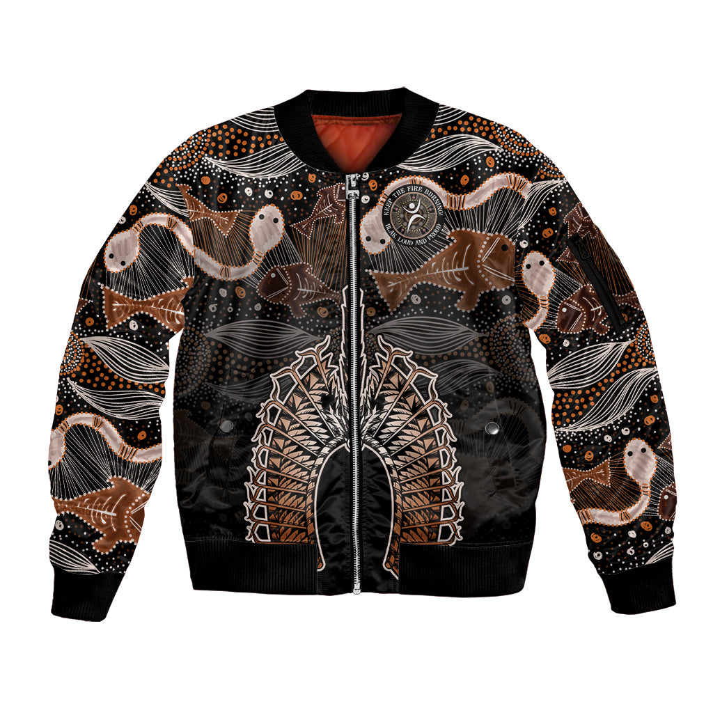 Torres Strait Islander NAIDOC 2024 Sleeve Zip Bomber Jacket Dhari Headdress Indigenous Cultural Spirit