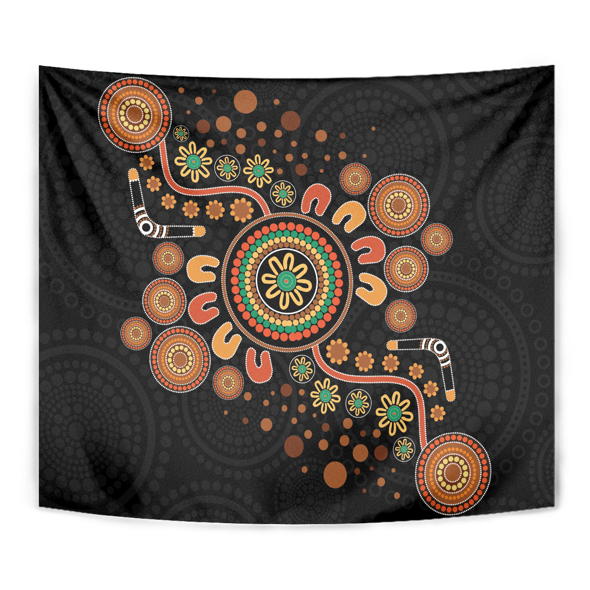 Aboriginal Dots Art Painting With Boomerang Tapestry - Vibe Hoodie Shop