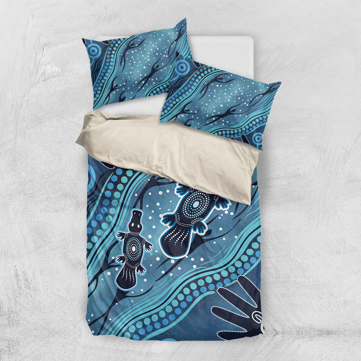 Aboriginal Dots Art Painting with Platypus Bedding Set No 1 - Vibe Hoodie Shop
