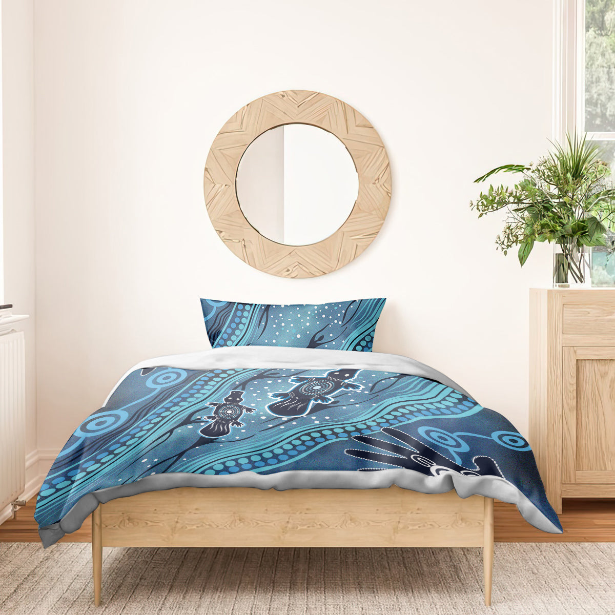 Aboriginal Dots Art Painting with Platypus Bedding Set No 1 - Vibe Hoodie Shop