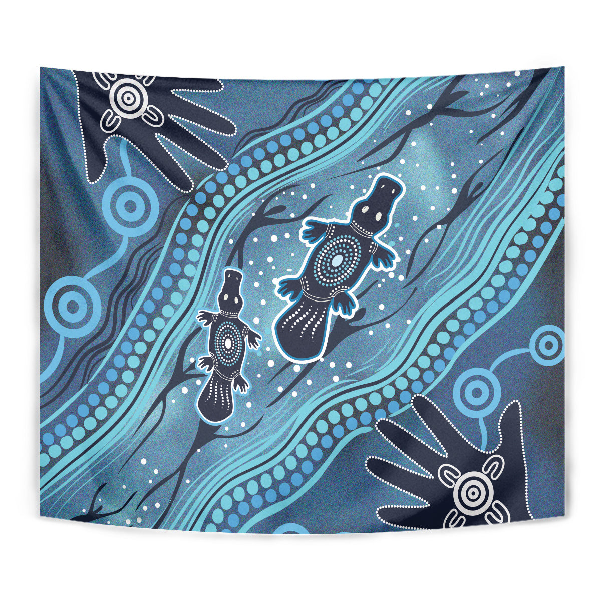 Aboriginal Dots Art Painting with Platypus Tapestry No 1 - Vibe Hoodie Shop