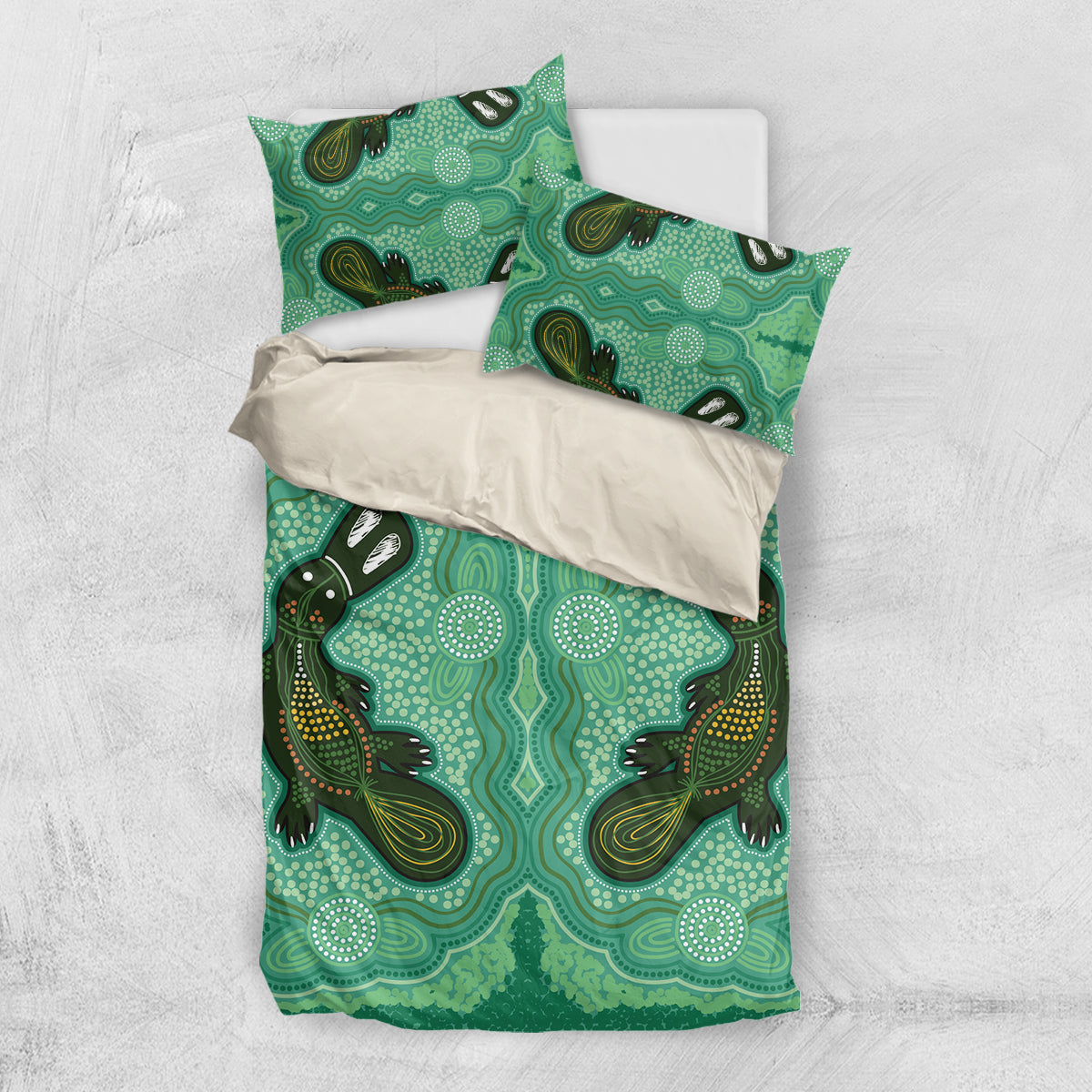 Aboriginal Dots Art Painting with Platypus Bedding Set No 2 - Vibe Hoodie Shop