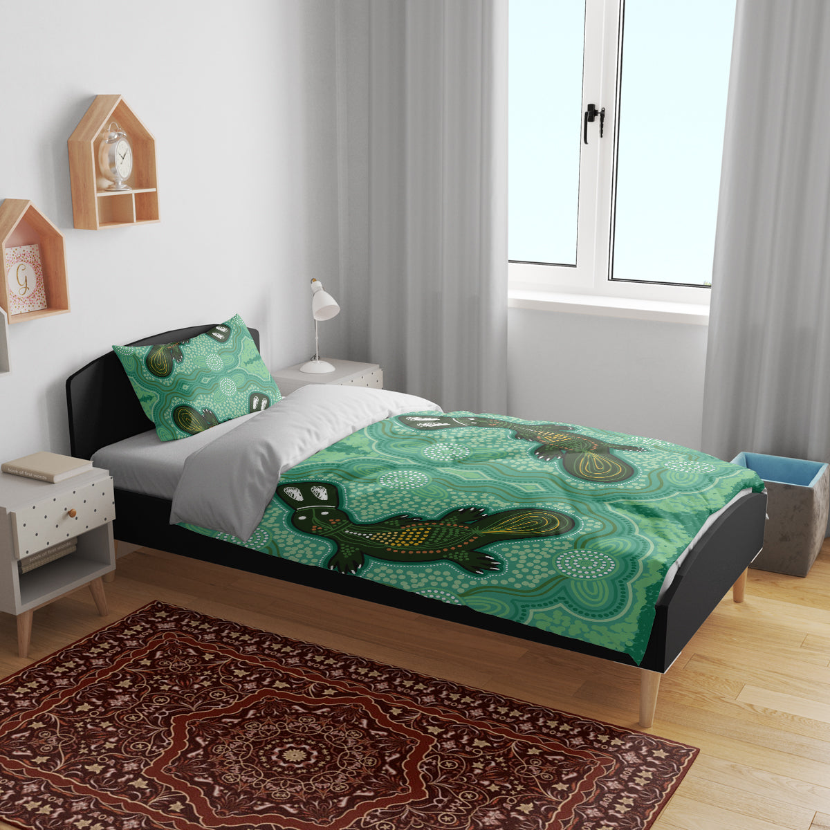 Aboriginal Dots Art Painting with Platypus Bedding Set No 2 - Vibe Hoodie Shop