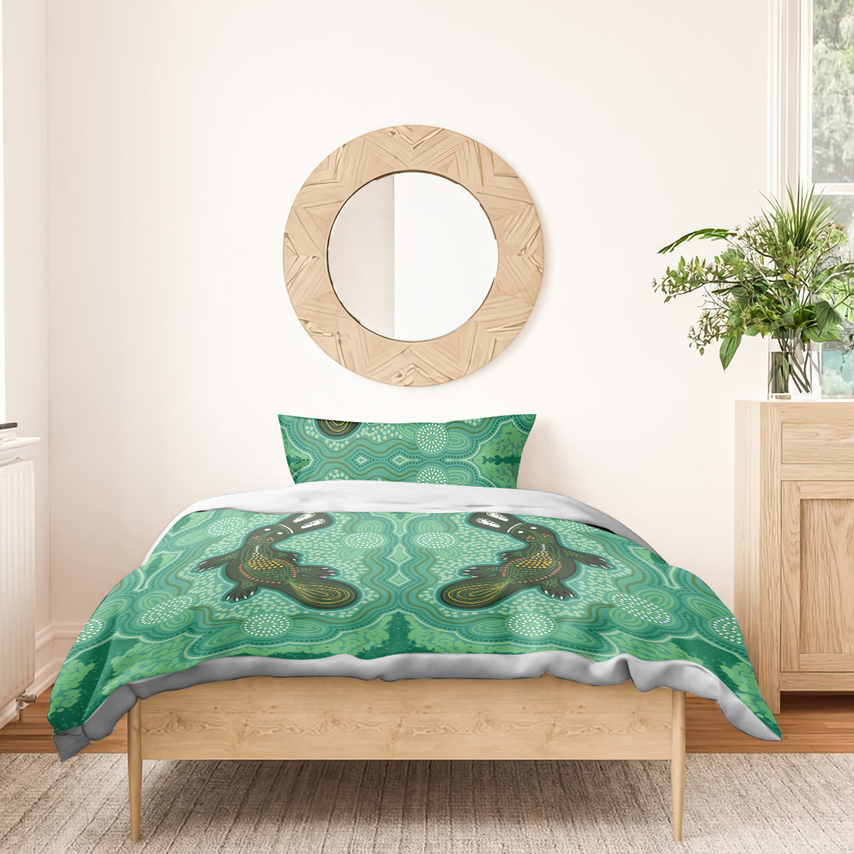 Aboriginal Dots Art Painting with Platypus Bedding Set No 2 - Vibe Hoodie Shop