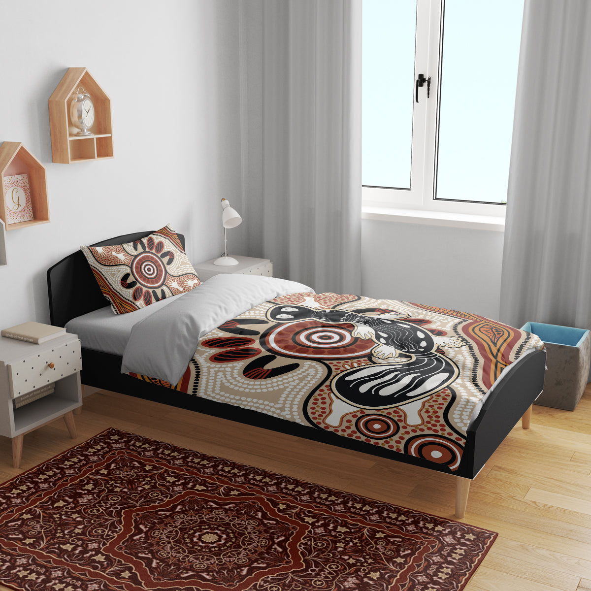 Aboriginal Dots Art Painting with Platypus Bedding Set No 3 - Vibe Hoodie Shop
