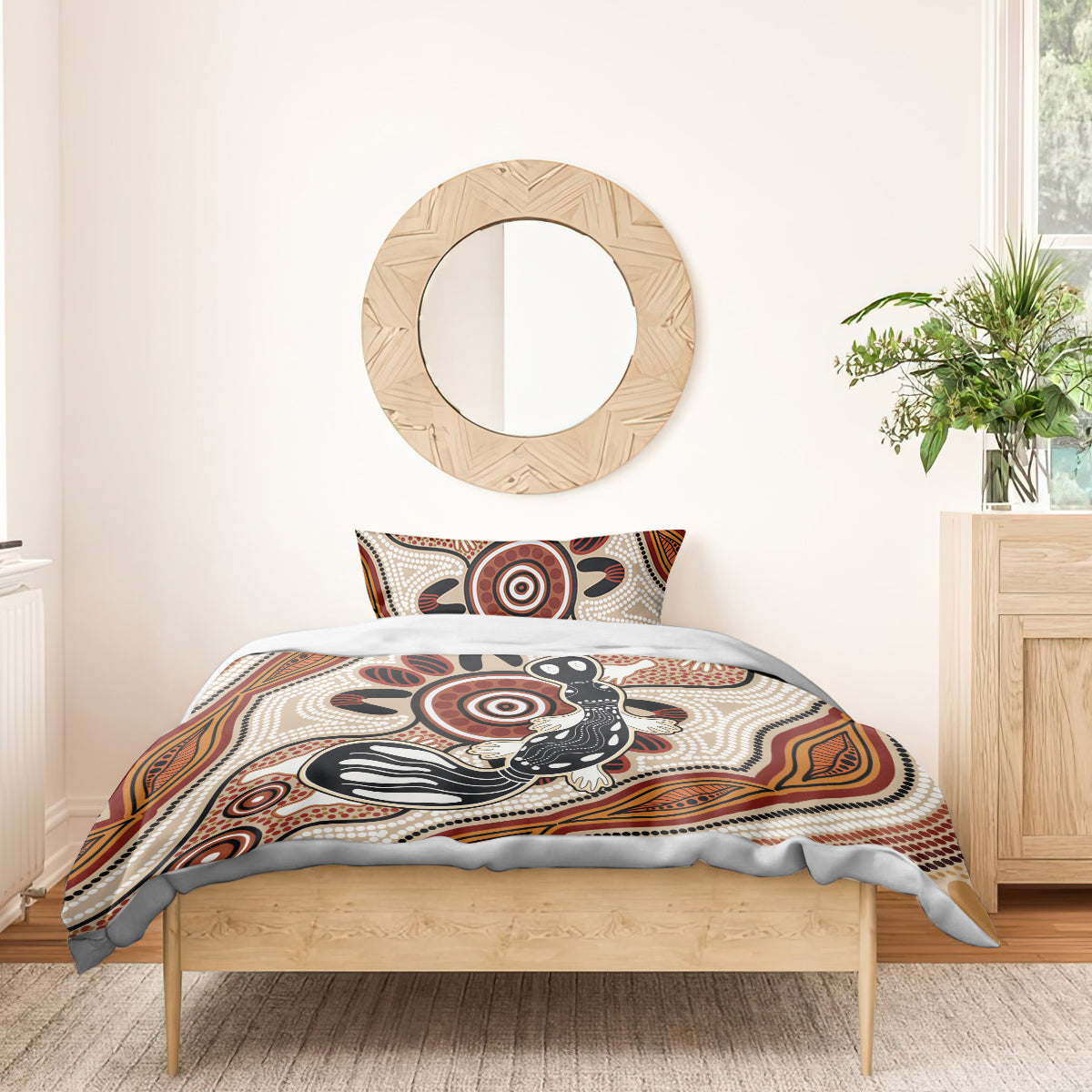 Aboriginal Dots Art Painting with Platypus Bedding Set No 3 - Vibe Hoodie Shop