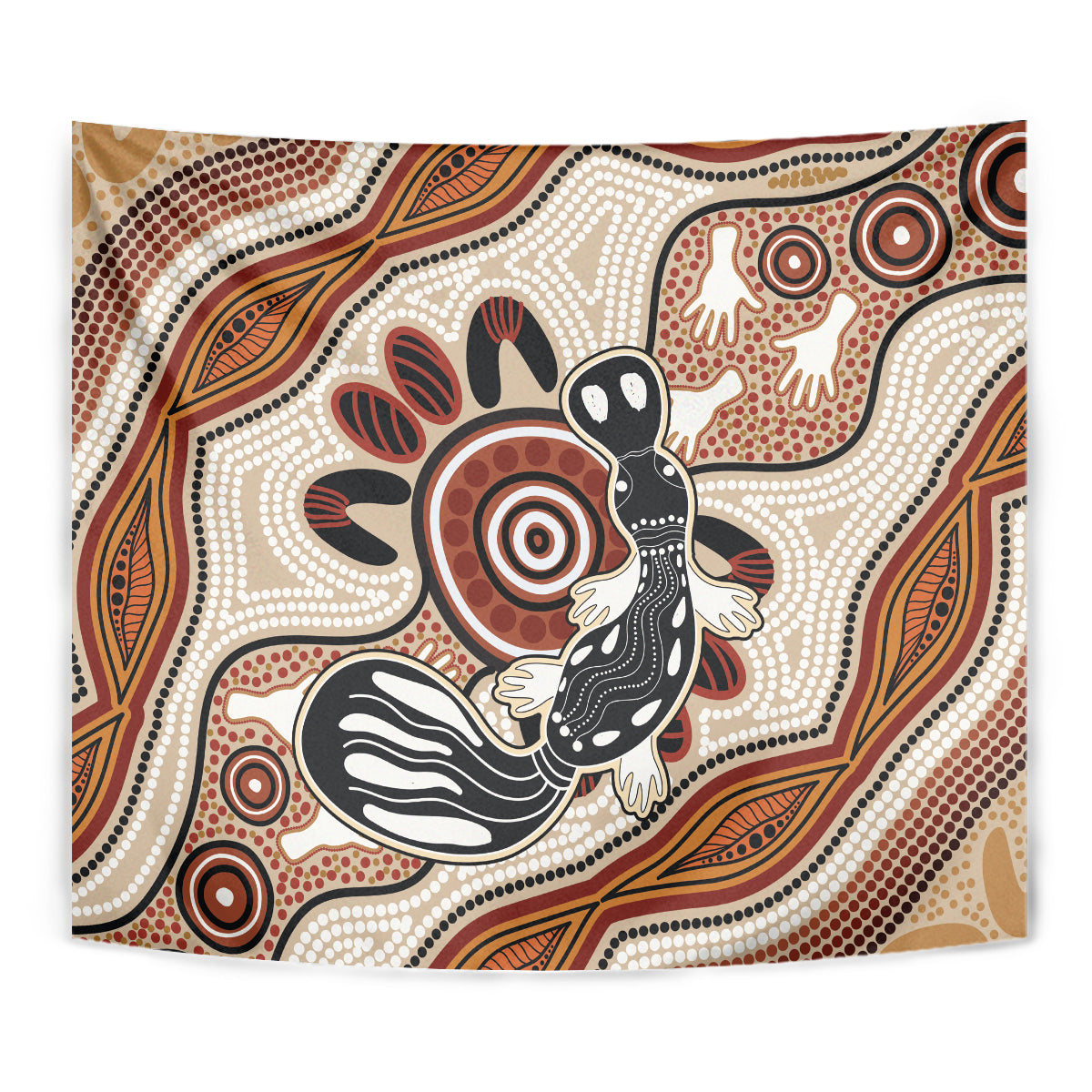 Aboriginal Dots Art Painting with Platypus Tapestry No 3 - Vibe Hoodie Shop