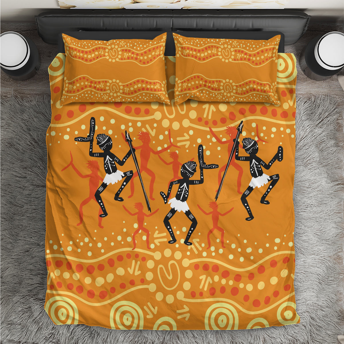 Aboriginal People Dancing Dot Styles Bedding Set - Vibe Hoodie Shop
